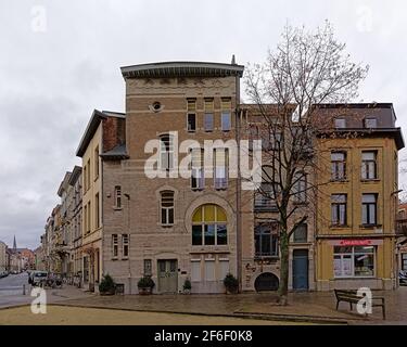 Reihe von eklektischen flämischen Renaissance Villa`s in Zurenborg Bezirk, Antwerpen, Flandern, Belgien Stockfoto